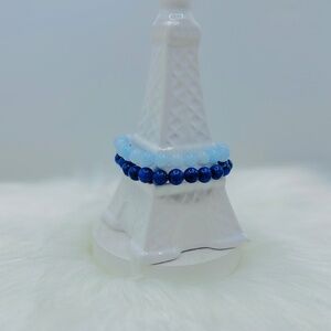 Double Blue Beaded 8mm Beads Bracelet